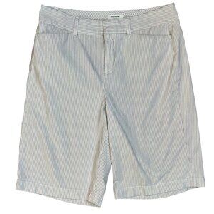 Dockers Womens Ideal Fit 10' Striped Chino Bermuda Shorts Size 6 White Navy Stri